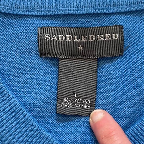 Bundle 2 Saddlebred Cotton Golf Preppy Sweater Vests Blue, Red, Diamond L - Picture 5 of 11